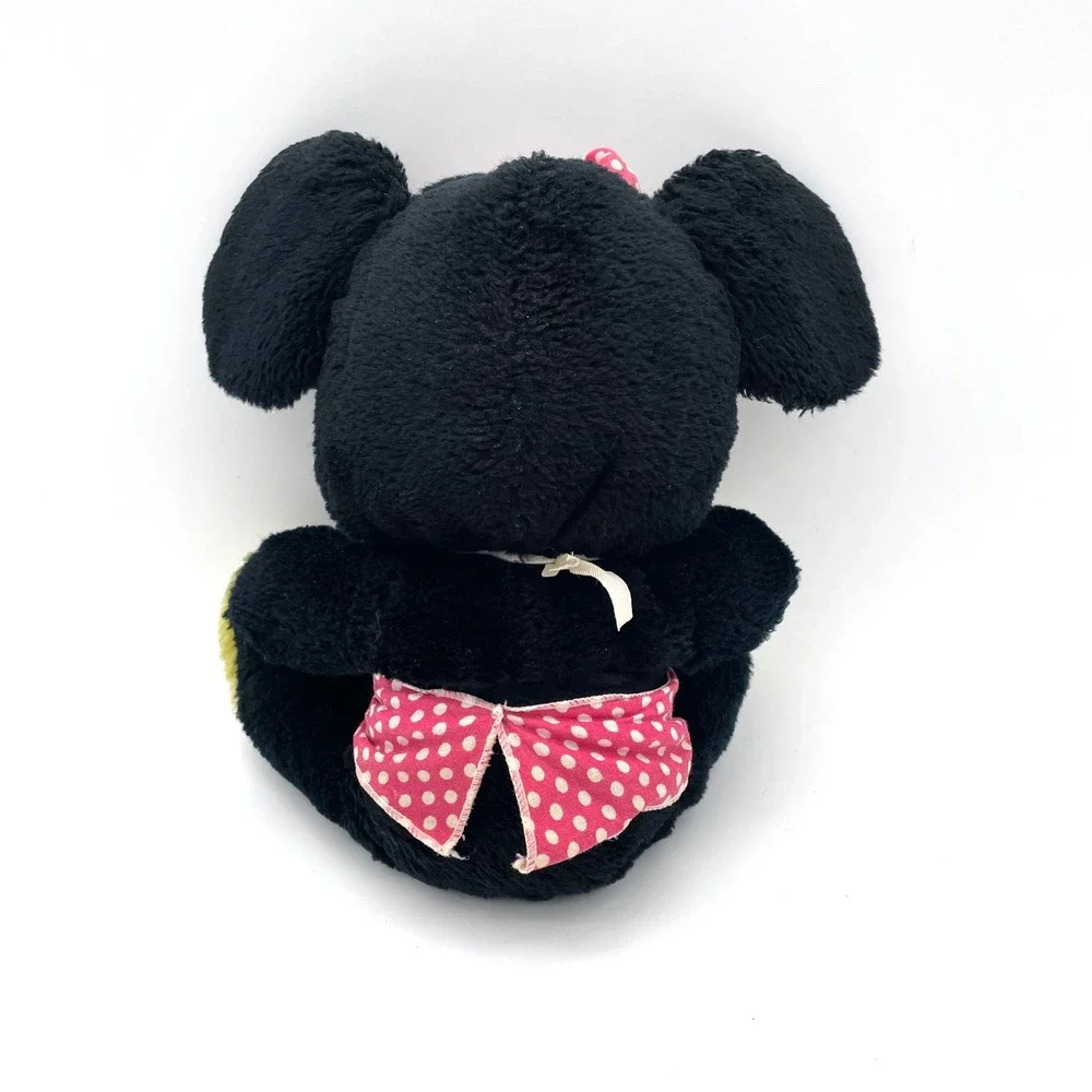 Disney Minnie Mouse Plush Kids Small Black Good Vintage Polka Dot Googly Eyes